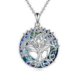 YFN 16th Geburtstag Geschenke für Frauen Sterling Silber Anhänger Baum des Lebens Blau Kristall Halskette Schmuck für Tochter Enkelin Freundin von YFN
