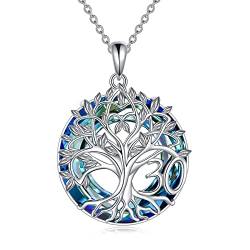 YFN 30th Geburtstag Geschenke für Frauen Sterling Silber Anhänger Baum des Lebens Blau Kristall Halskette Schmuck für Mama Oma von YFN