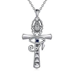 YFN Ankh Kreuz Halskette Sterling Silber Auge des Horus Anhänger Kette Ägyptisch Schmuck Ägyptisch Geschenke für Damen Herren Mädchen von YFN