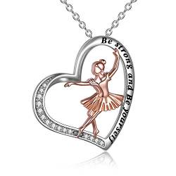 YFN Ballett Halskette 925 Sterling Silber Tanz Anhänger Schmuck Geschenke für Damen Mädchen Tochter Tänzerin (Ballett Ⅰ) von YFN