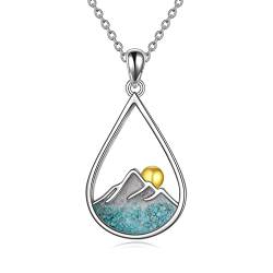 YFN Berg Halskette Sterling Silber Türkis Gebirge Anhänger Teardrop Schmuck Geschenke für Damen Mädchen von YFN