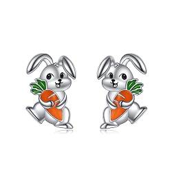 YFN Bunny Kaninchen Ohrringe für Frauen Sterling Silber Niedliche Kaninchen Ohrstecker Schmuck Geschenke (rabbit) von YFN