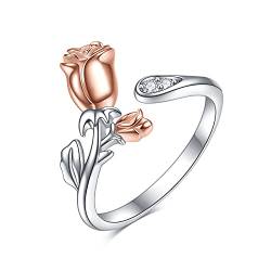YFN Drachen Ringe Sterling Silber Schwarz und Weiß Drachen Ringe Schmuck Dragon Geschenke für Damen Herren (Rose Blumen) von YFN