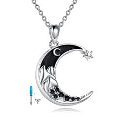 YFN Einäscherung Mond Urne Halskette Sterling Silber Frauen Mountain Cresent Mond Gedenkschmuck für Asche Keepsake von YFN