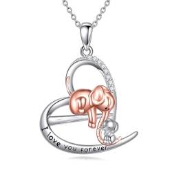 YFN Elefanten Halskette Sterling Silber Elefanten Anhänger Halskette Elefantenschmuck für Frauen Mädchen Elefanten Geschenke für Mutter Tochter von YFN