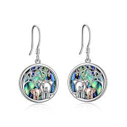 YFN Elefanten Ohrringe Sterling Silber Abalone Shell Dangle Mutter Tochter Ohrringe Modeschmuck Geschenke für Mama Frauen Mädchen von YFN