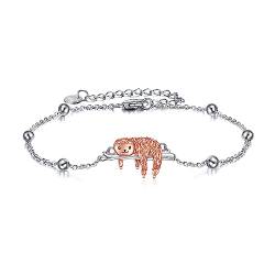 YFN Faultier-Armbänder für Damen, Sterlingsilber, verstellbares Armband, Faultier-Schmuck, Geschenke für Frauen und Mädchen, 17,8 cm + 5,1 cm von YFN