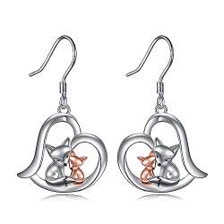 YFN Fuchs-Ohrringe für Frauen Sterling Silber Fuchs Herz Ohrringe Geschenke für Tochter Mädchen von YFN
