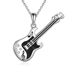 YFN Gitarre Halskette Sterling Silber Gitarre Anhänger/Urne Kette Punk Musik Schmuck Bank Geschenke Für Herren Damen von YFN
