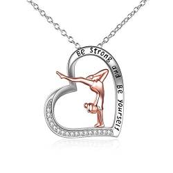 YFN Gymnastik Halskette 925 Sterling Silber Gymnastik Herzförmiger Anhänger Schmuck Geschenke für Damen Tochter (Gymnastik Ⅰ) von YFN