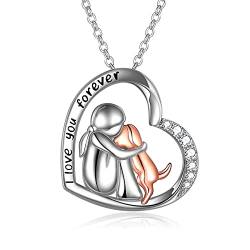 YFN Halskette mit Anhänger aus Sterlingsilber, Hundeliebhaber, Gedenkgeschenke für Frauen (Silber-Hundekette ich liebe dich) von YFN