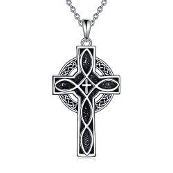YFN Keltisches Kreuz Halskette Sterling Silber Keltischer Knoten Anhänger Religiöses Kreuz Schmuck Geschenke für Damen Herren (Keltisch) von YFN