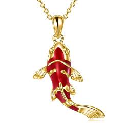 YFN Koi Fisch Halskette für Frauen Sterling Silber Rot Fisch Pandent Geschenk für Fischliebhaber von YFN
