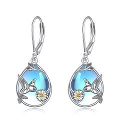 YFN Kolibri Ohrringe Sterling Silber Mondstein Dangle Drop Vogel Daisy Blume Schmuck Geschenke für Frauen Mädchen von YFN