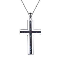 YFN Kreuz Halskette Sterling Silber Abalone Schale Kreuz Anhänger Schmuck Geschenke für Damen Herren Mädchen Jungen von YFN