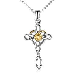 YFN Kreuz Halsketten Liebe Herz Sonnenblumen Halsketten Frauen Mädchen von YFN