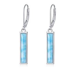 YFN Larimar Bar Ohrringe für Frauen Sterling Silber Leverback Ohrringe Larimar-Schmuck Geschenk für Mädchen von YFN