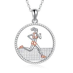 YFN Geschenke für Marathonläufer, laufende Halskette für Damen, Sterlingsilber, Läufer-Anhänger, Sterling Silber, Kein Edelstein von YFN
