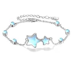 YFN Moonstone Star Armband Weibliches Silber Sternen Armband Irisches Schmuckgeschenk für Mädchen Mutter (Stern) von YFN