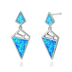 YFN Opal Ohrringe Sterling Silber Ohrringe Tropfen Ohrstecker Blau Hängend Baumeln Ohrringe Geschenk für Damen Mädchen von YFN