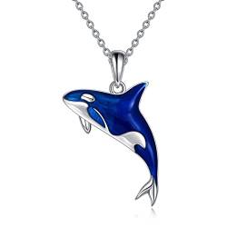 YFN Orca Killerwal Halskette für Frauen Sterling Silber Orca Whale Geschenke (blau) von YFN