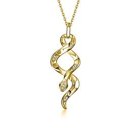 YFN Schlange Halskette Sterling Silber Tier Schlangen Anhänger Kette Gothic Schmuck Gotisch Geschenke für Damen Herren (Gold) von YFN