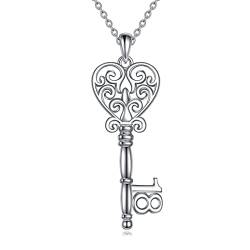 YFN Schlüssel Halskette Sterling Silber Anhänger 18th Feiern Schmuck Geburtstag Geschenke für Tochter Mädchen von YFN