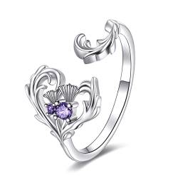 YFN Schottische Distel Ring für Frauen Sterling Silber Distel Schmuck Geschenke für Mädchen Freund (silver-7) von YFN