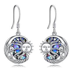 YFN Sonne und Mond Ohrringe Sterling Silber Abalone Shell Dangle Drop Ohrringe Sonne Mond Schmuck Geschenke für Frauen Herren von YFN