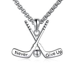 YFN Sport Halskette Sterling Silber Niemals aufgeben Ich kann alle Dinge tun Anhänger Schmuck Sport Geschenke für Damen Herren Jungen Mädchen (Hockey) von YFN