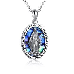 YFN St. Michael Anhänger Halskette für Männer Jungen Katholik/Beschützer/Talisman Sterling Silber Michael Erzengel Medaille Halskette Schmuck 18+2" (Silver-Virgin Mary Necklace) von YFN