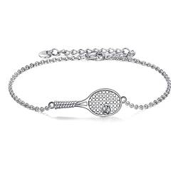 YFN Tennis Armband Sterling Silber Tennisschläger Armband Schmuck Sport Geschenke für Damen Herren Mädchen Jungen von YFN