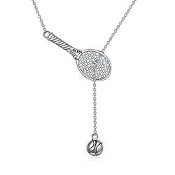 YFN Tennis Schmuck Sterling Silber Tennisschläger Halskette Sport Kette Geschenke für Damen Mädchen Herren Jungen von YFN