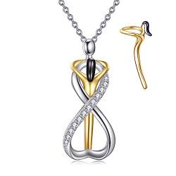 YFN Umarmung Halskette Sterling Silber Jahrestag Halskette Anhänger Schmuck Valentinstag Geschenke für Ihn Ihr Paar Damen Herren (Umarmung Gold) von YFN
