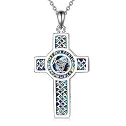 YFN Wikinger Kreuz Halskette Sterling SIlver Keltischer Knoten Anhänger Wikinger Religiöser Schmuck Geschenke für Damen Herren (Dreifach Horn) von YFN