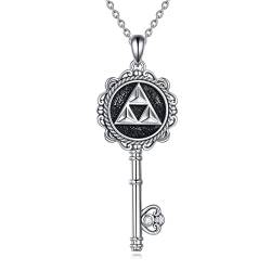 YFN Zelda Halskette Sterling Silber Wiccan Key Halskette Literarischer Schmuck für Frauen von YFN