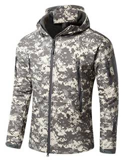 YFNT Herren Taktisch Fleecejacke Camouflage Militär Outdoor Wandern Warm Innenfutter Winddicht Wasserdicht Mantel Jacken Skijacke, ACU, XL von YFNT