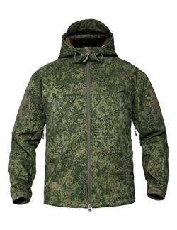 YFNT Herren Taktisch Softshell Fleecejacke Camouflage Militär Hoodie Winddicht Wasserdicht Mantel Jacken Skijacke, Tarnung Ruinieren, XXL von YFNT