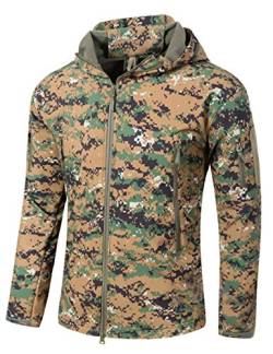 YFNT Herren Taktisch Softshell Fleecejacke Camouflage Militär Outdoor Warm Winddicht Wasserdicht Mantel Jacken, Dschungel Digital, L von YFNT