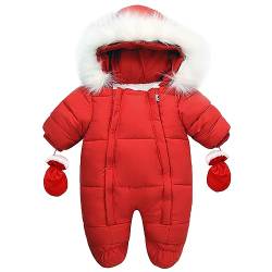 YFPICO Baby Boys Girls Schneeanzüge Fleecefutter Overalls Baumwolle mit Fellkapuze,Baby Skianzug Einteilig Winter Strampler Overalls Jumpsuit Outfits von YFPICO