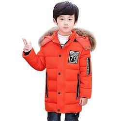 YFPICO Kinder Jungen Winterjacke Steppjacke mit Fellkapuze,Jungen Wintermantel Verdickte Parka jacke Baumwollgefuetterte Warmer Wintermantel Marineblau 104-110 von YFPICO