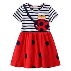 YFPICO Kleid Mädchen Sommer Freizeitkleid Baumwolle Rundhals Kurzarm Kleid Niedliches Cartoon Print Kleid von YFPICO