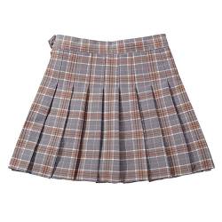 YFPICO Mädchen Plaid Rock Mini Faltenrock Schulmädchen-Stil Geeignet für 3-14 Jahre mit Doppel Schicht Material, Grau, 134/140 von YFPICO