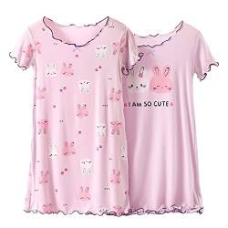 YFPICO Nachthemden für Mädchen Kinder Nachtkleid Baumwolle Prinzessin Print Nachtwäsche Nachthemd 2er/3er Pack Weicher Komfort Schlafanzug Nightdress 134-140 von YFPICO