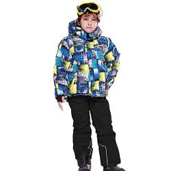 YFPICO Skianzug Kinder 2 Teilig Fleecegefüttert Funktionsanzug Set,Skijacke Jungen Mädchen Skijacke Skihose Thermo Verdickte Wasserdicht Winddicht Skianzug Skianzug Unisex von YFPICO