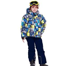 YFPICO Skianzug Kinder 2 Teilig Fleecegefüttert Funktionsanzug Set,Skijacke Jungen Mädchen Skijacke Skihose Thermo Verdickte Wasserdicht Winddicht Skianzug Skianzug Unisex von YFPICO