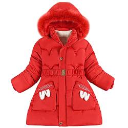 YFPICO Winterjacke Mädchen Verdicken Fleecefutter Wintermantel mit Gürtel Schlank Steppjacke Mädchen Parka Winterjacke mit Fellkapuze von YFPICO