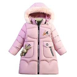 YFPICO Winterjacke Mädchen Warme Wintermantel mit Abnehmenbarer Fellkapuze Kinder Lang Verdicken Parka Wintermantel mit süßen Puppen von YFPICO