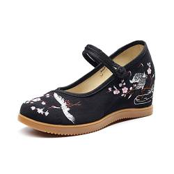 YFZHF Damen lässige Schuhe Sanft Schnalle Vintage-Stil Bestickte Schuhe Sommer Dicke Sohle Keil Hanfu-Schuhe Frauen Schuhe von YFZHF