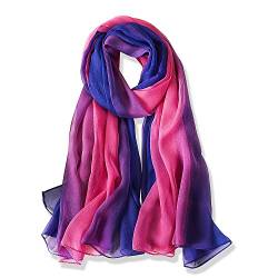 YFZYT Frauen Dame Stilvolle Schal Chiffon Stola Scarves Weiche Schal Schal Hals Wrap Kopftuch Stola mit Gestickten Feder Muster - Farbverlauf Farbe#24 von YFZYT